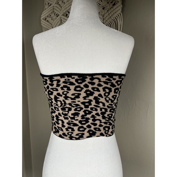 KENDALL & KYLIE Women's Leopard Knit Tube Top Size Small - Picture 2 of 8